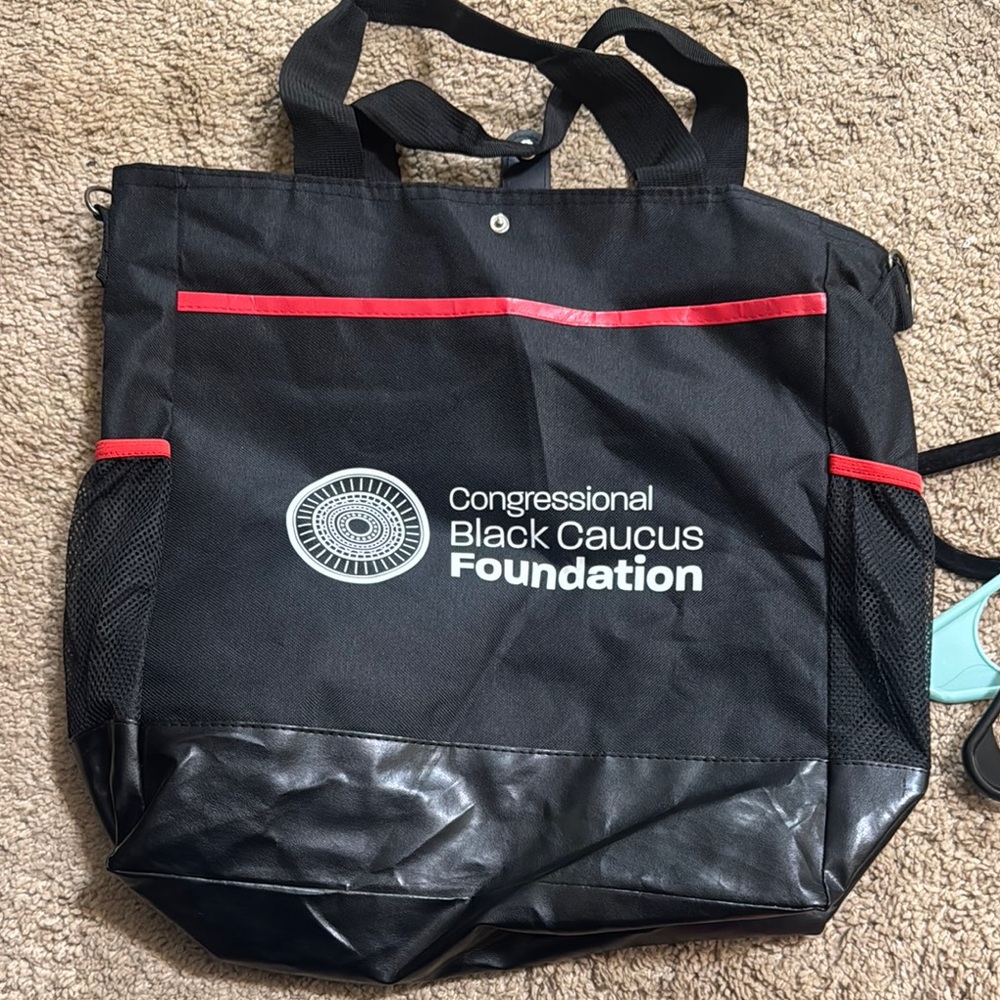 Black Tote Bag with Red Accents